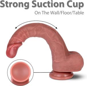 9 Inch Ultra-Realistic Silicone Dildo - Lifelike Veins & Thick Girth w/ Suction Cup Base